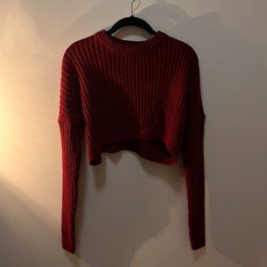 Urban Outfitters Cropped Red Ribbed Sweater
